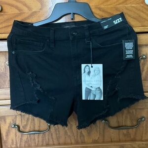 Women’s Kendall & Kylie Black Frayed Jean Shorts